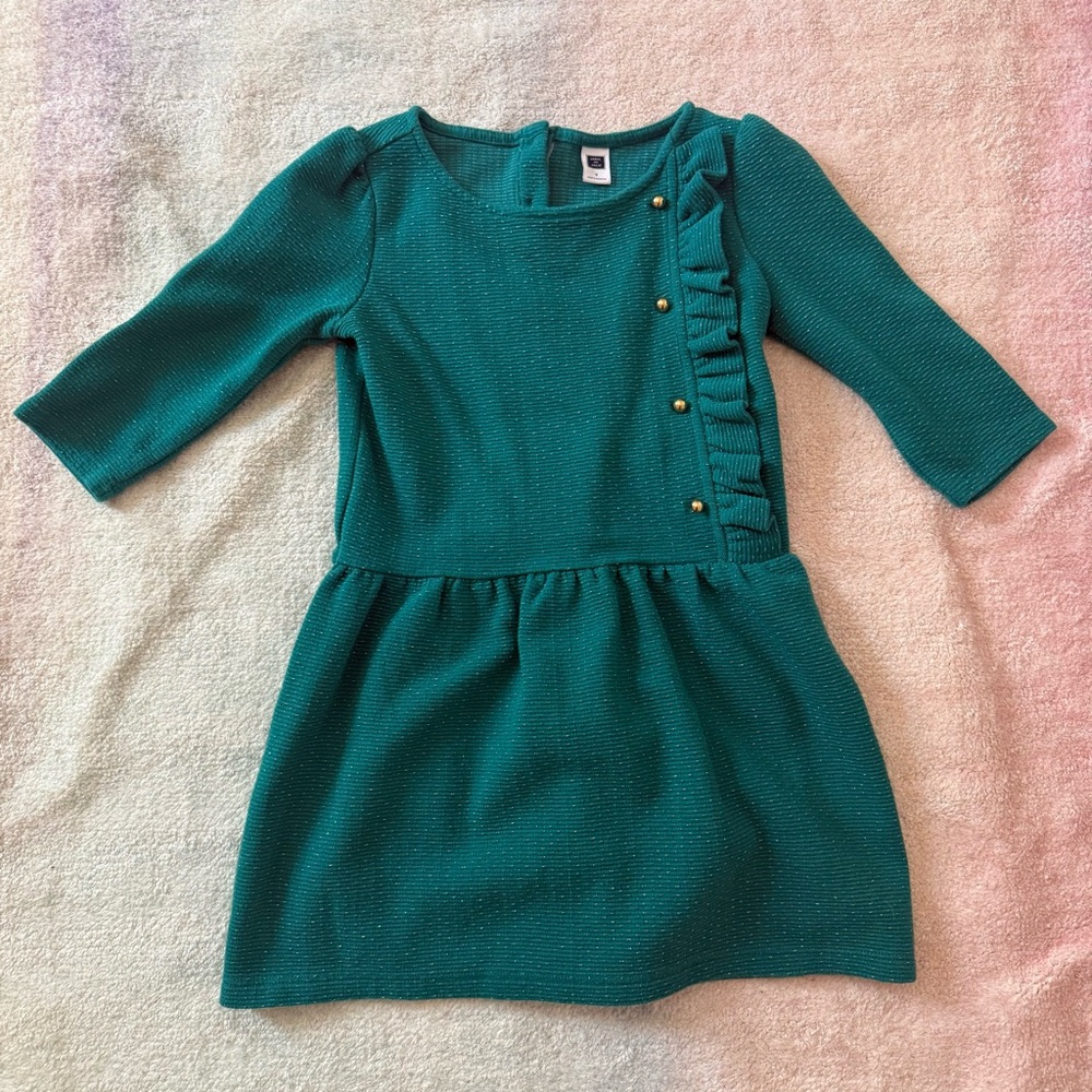 Janie and Jack Turquoise-Green Sparkly Dress - Size 7